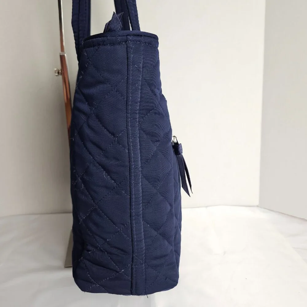 Vera Bradley Tote Bag Small w/ Zippers Performance Twill Classic Navy - Picture 3 of 14